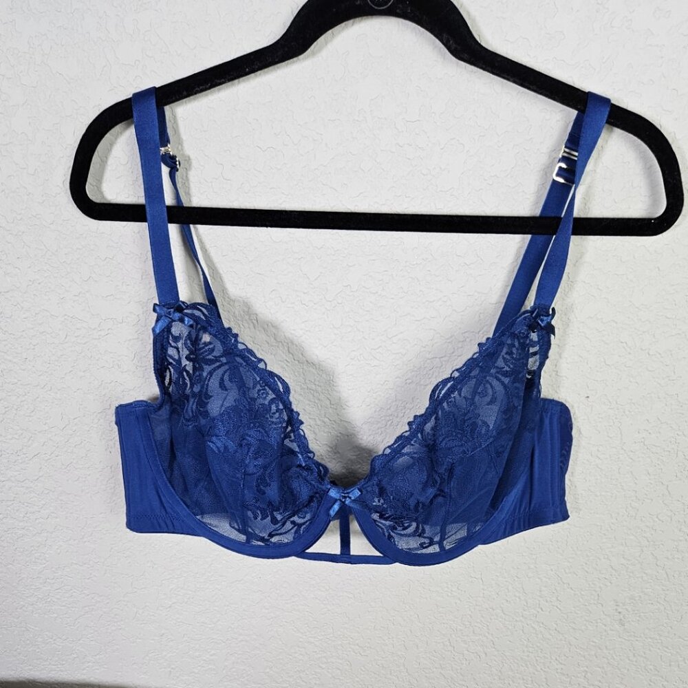 Cacique unlined lace balconette Bra - Sz 44C in Royal Blue NWOT